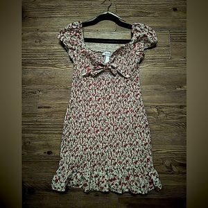 Super cute floral mini dress Mable Mimi & Red puff sleeve red and white print.